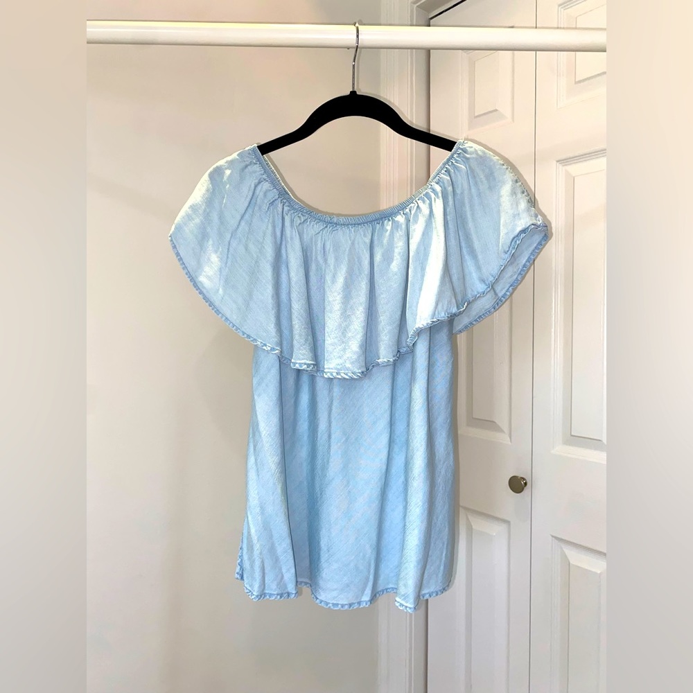 Nitrogen Denim Off-shoulder Top